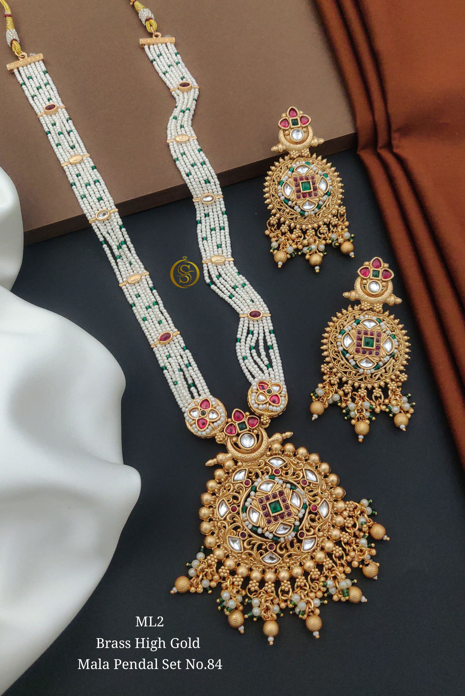 ML T 1 Brass High Gold Mala Pendal Set Bridal Jewellwry Wholesale Online
